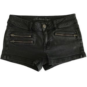 American Eagle Washed Black Jean Shorts Y2K Size 6.